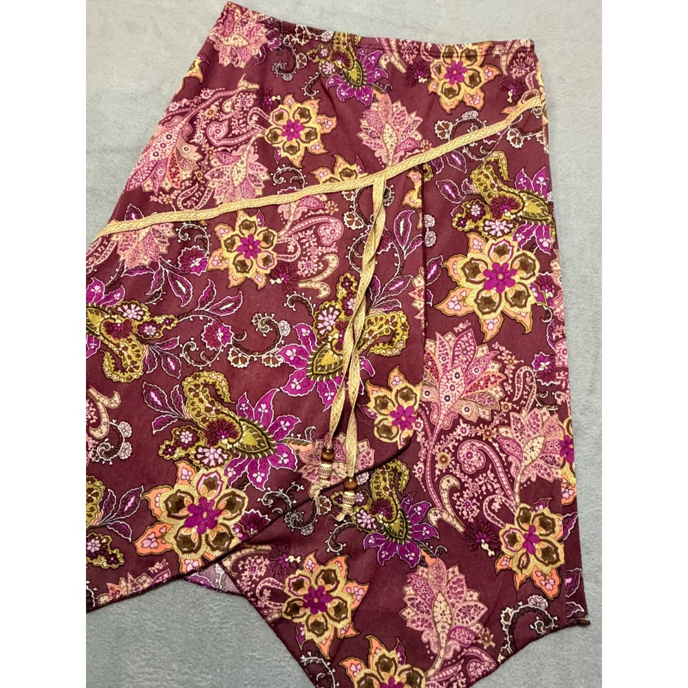 Luna Chix Y2K Small Boho Floral Print Wrap Skirt Asymmetrical Hem Fairy‎ 90s